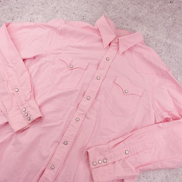 Polo Ralph Lauren Other - Polo Ralph Lauren Mens Pink Cotton Oxford Western Pearl Snap Front Shirt Large